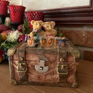 Vintage Teddy Bear Trinket Box